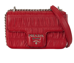 Chain Flap Shoulder Bag, Leather, Red, 197, DB, 2*